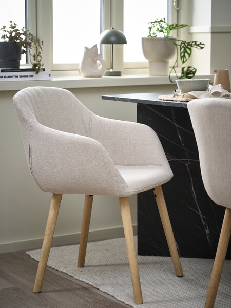 Dining chair ADSLEV beige fabric/oak color