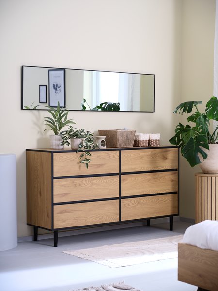 Komoda sa 3+3 fioke ODENSE topao hrast boja/crna