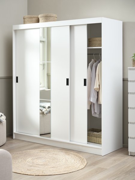 Wardrobe ODDER 179x201 3 sliding doors w/mirror white