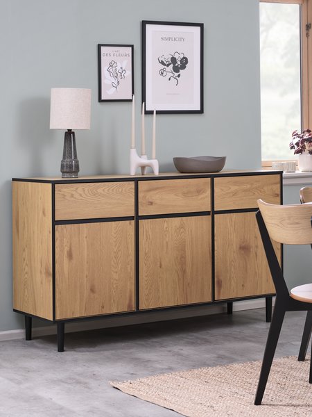 Sideboard ODENSE 3 doors + 3 drawers oak/black