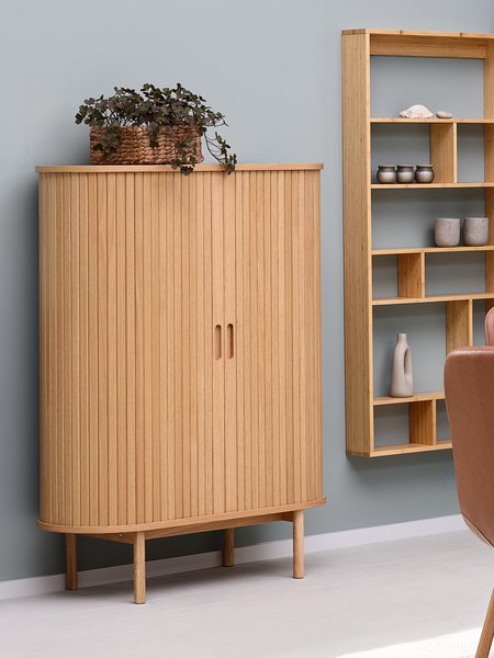 Cabinet LYNGVIG 90 Cm 2 Tambour Doors Natural Oak JYSK
