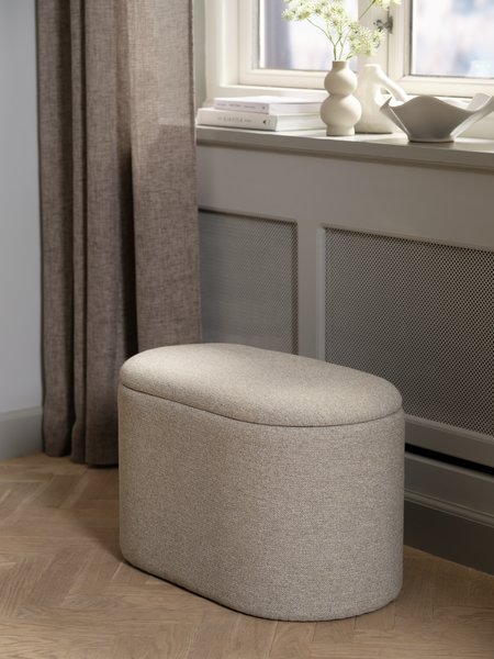 Pouf GISLEV 65x36 cm con contenitore tessuto color sabbia