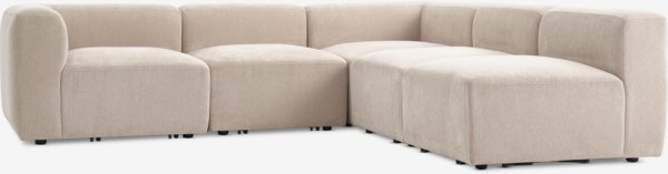 Modular sofa SKEJBY 5 seater open sand fabric