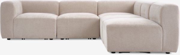 Modular sofa SKEJBY 5 seater open sand fabric