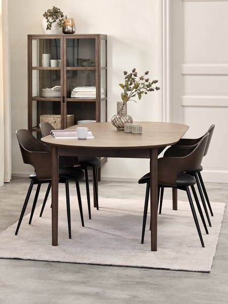 Mesa MARSTRAND L200/280 roble oscuro + 4 HVIDOVRE roble