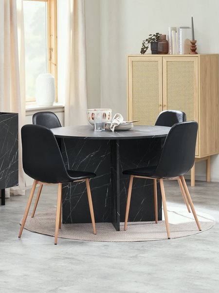KRONDAL Ø110 bord marmor + 4 JONSTRUP stole stole/eg