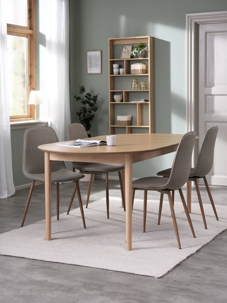 MARSTRAND L200/280 table chêne + 4 BISTRUP chaises sable