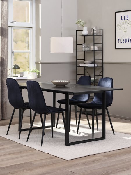 Dining chair BISTRUP velvet dark blue/black