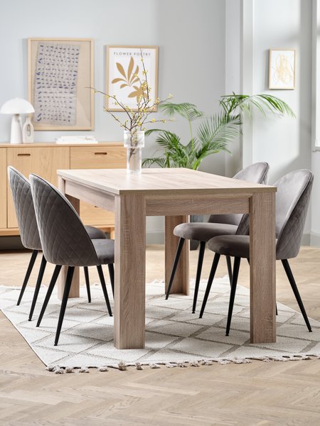 HASLUND L160 table oak + 4 KOKKEDAL chairs grey velvet