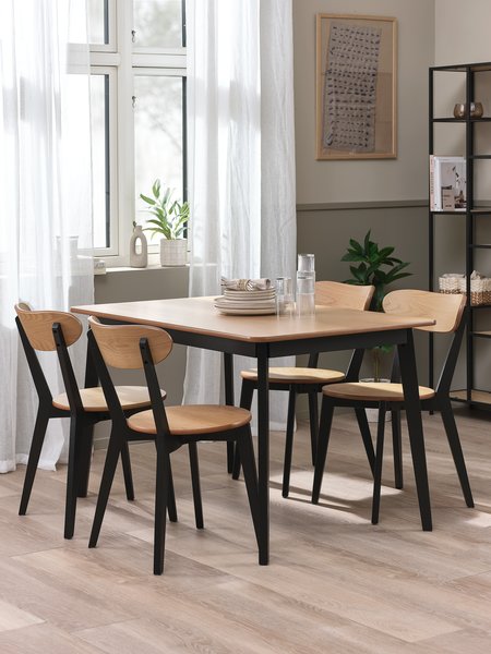 Стіл JEGIND д.130 нат.дуб/чорний + 4 Стільці JEGIND нат. дуб