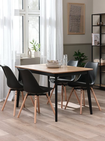 JEGIND L130 oak + 4 KASTRUP black