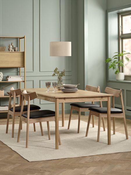 MARSTRUP L190/280 table chêne + 4 LYNGHOLM chêne/noir