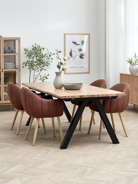 SANDBY C210 mesa carvlho natural + 4 INGERSLEV terracota