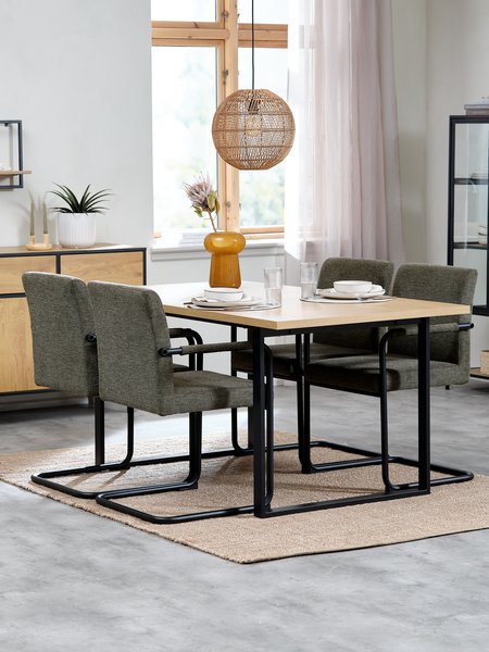 AABENRAA L160 tafel eiken + 4 ESPE stoelen olijf/zwart