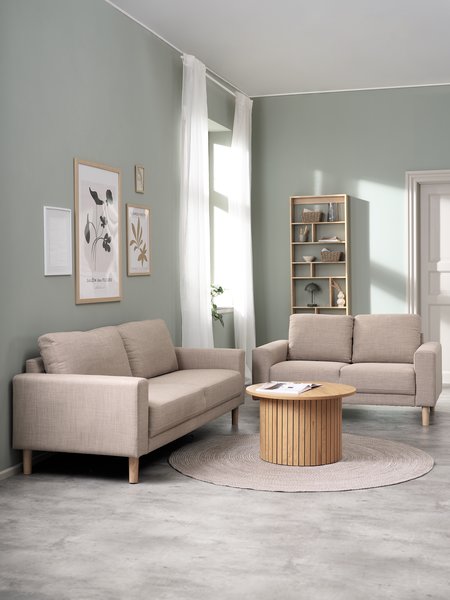 Sofa EGENSE 3-Sitzer Stoff sand/eichenfarben