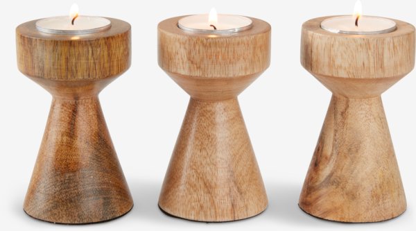 Tealight holder JOHAN D6xH10cm wood