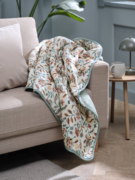 Quilted blanket KAMILLE 140x200 white/petrol