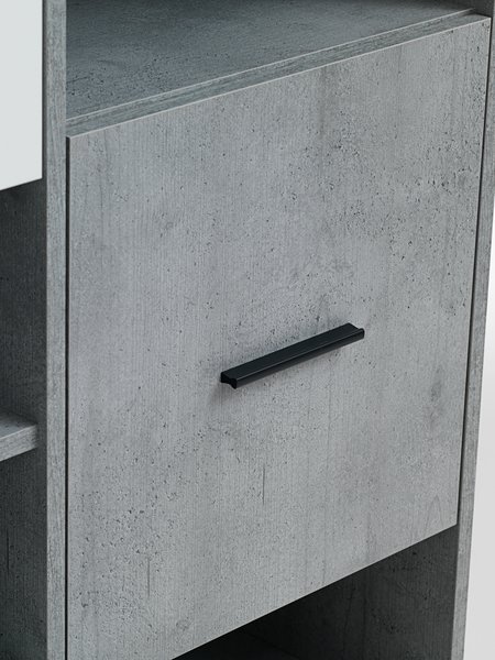 Bookcase BILLUND 3 doors 3 shelves concrete/white