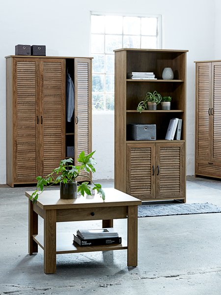 Bookcase MANDERUP 2 door 3+1 shelves wild oak colour