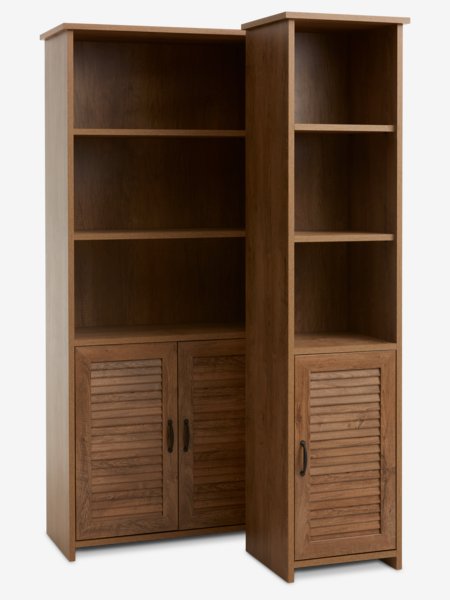 Bookcase MANDERUP 2 door 3+1 shelves wild oak colour