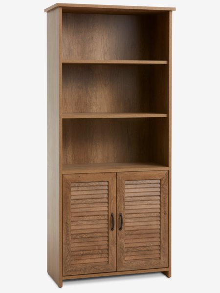 Bookcase MANDERUP 2 door 3+1 shelves wild oak colour