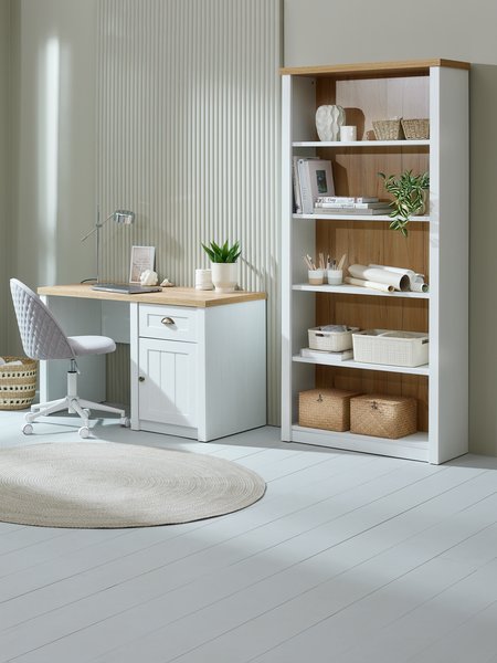 Scrivania MARKSKEL 60x120 cm 1 cassetto bianco/color rovere