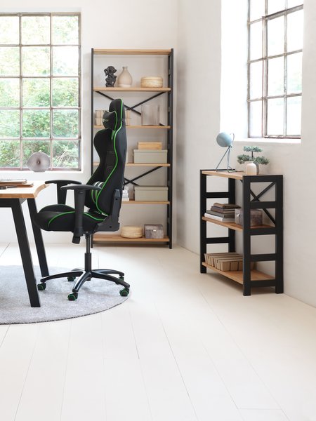 Étagère INTRUP 6 tablettes larges noir/chêne