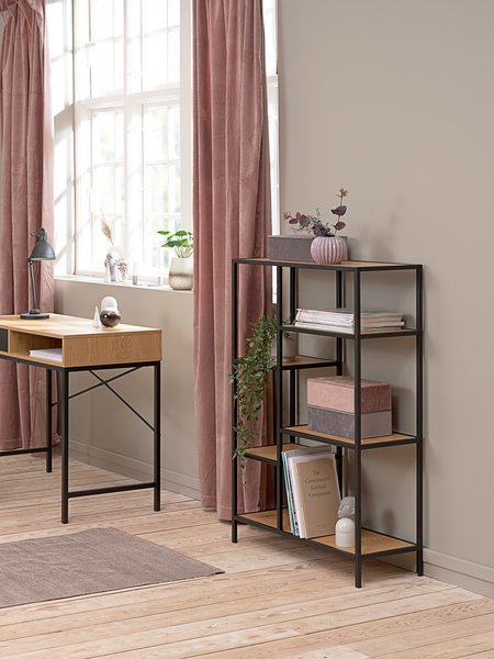 Shelving unit TRAPPEDAL 5 shel.oak/black