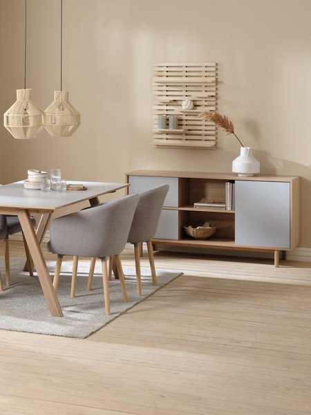 Sideboard EGEBJERG 1 Tür 2 Schubladen grau/eiche