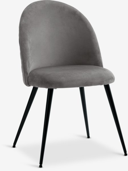 Cadeira de jantar KOKKEDAL veludo cinzento/preto