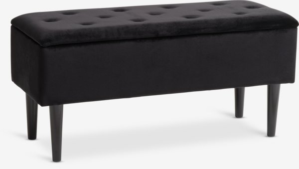 Banc BADSTED avec rangement velours noir/noir