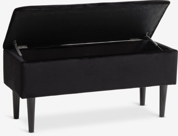 Banc BADSTED avec rangement velours noir/noir