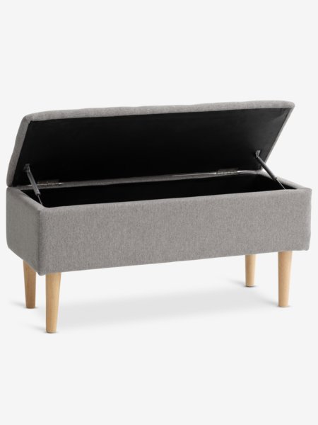 Banc BADSTED a/rangement tissu gris clair/coloris chêne