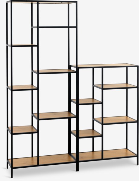 Shelving unit TRAPPEDAL 5 shel.oak/black