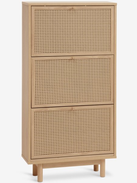 Shoe cabinet HALMSTAD 3 compartments oak colour