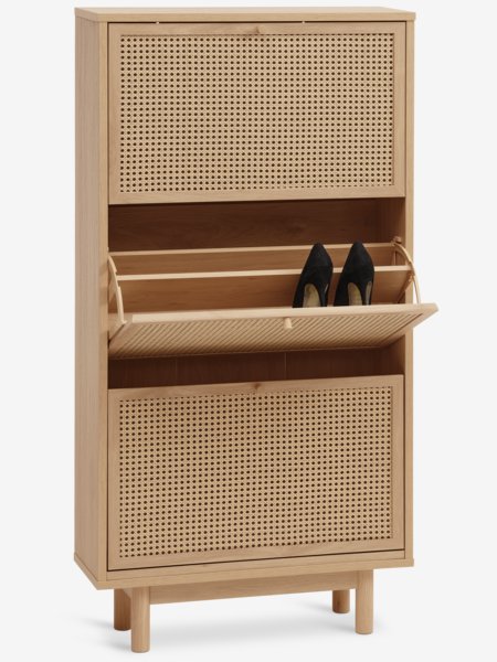 Shoe cabinet HALMSTAD 3 compartments oak colour