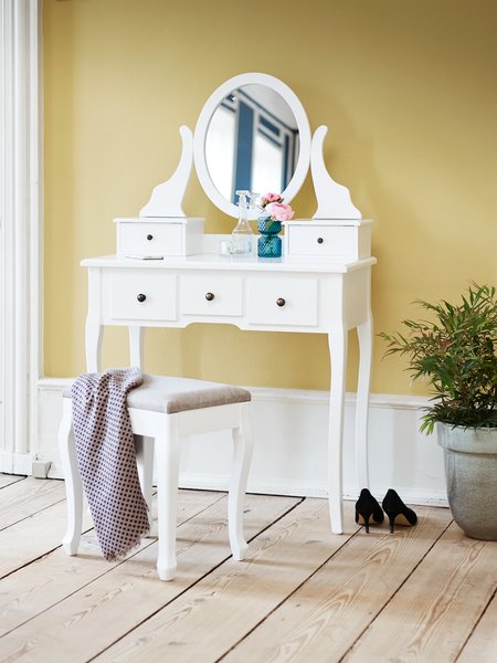 Sgabello MALLING bianco/tessuto beige