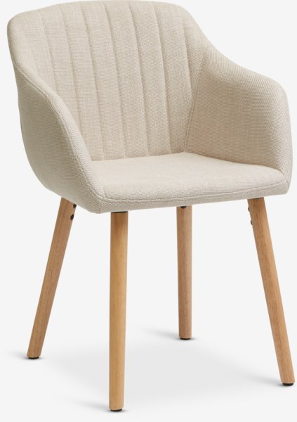 Dining chair ADSLEV beige fabric/oak color