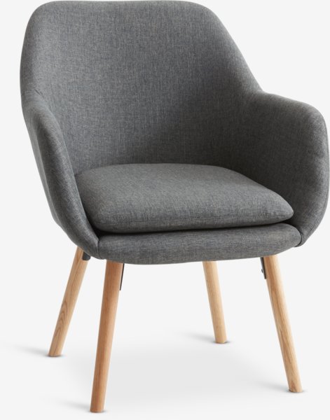 Fauteuil UDSBJERG grijze stof/eiken