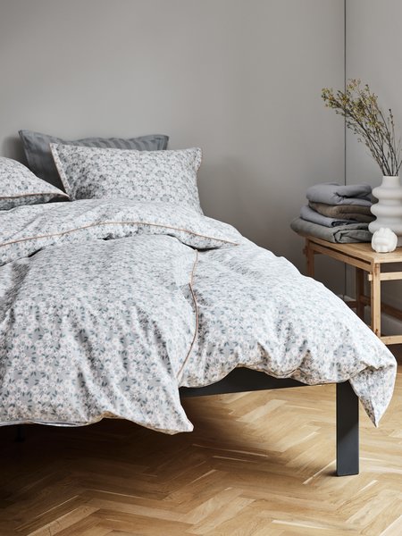 Completo copripiumino Percalle INGA 155x220 cm grigio