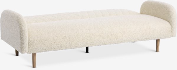 Schlafsofa PARADIS Teddyplüsch off-white/ eichenfarben