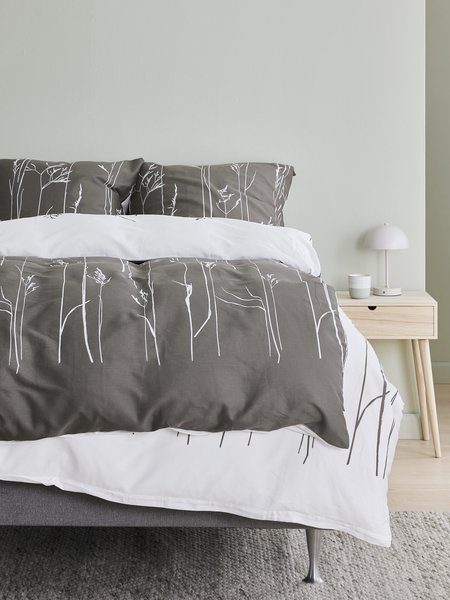 Satin-Bettwäsche NORDIC 135x200 grau/weiß