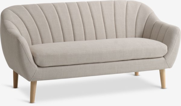 Sofa EGEDAL 2.5-seater beige fabric/oak colour