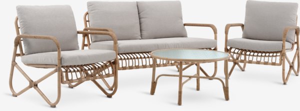 Loungeset FJAND 4-sits natur bambu