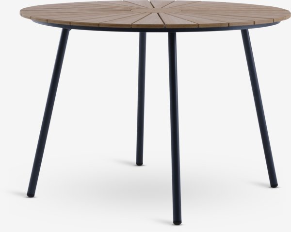 Tuintafel RANGSTRUP Ø110 naturel/zwart