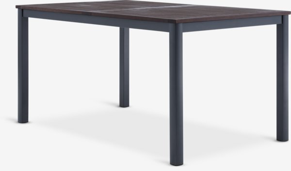 Table YTTRUP L150 bois dur + 4 chaises SKIVE inclinable noir