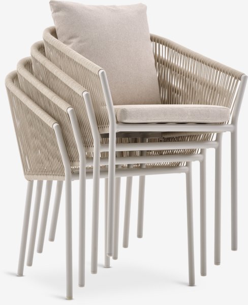 VAMDRUP Ø120 Tisch + 4 BRAVA Stühle beige