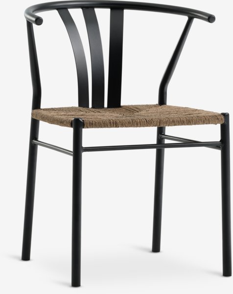 Table bistrot HOBRO L70 noir + 2 chaises TAGMARK noir