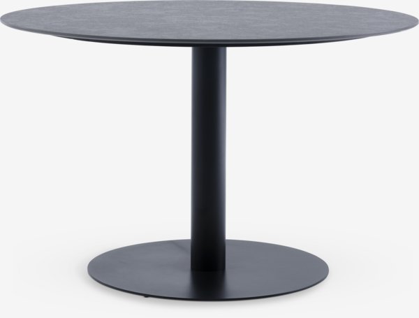 VAMDRUP Ø120 table gris + 4 TAGMARK chaises noir