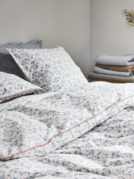Completo copripiumino Percalle INGA 155x220 cm grigio